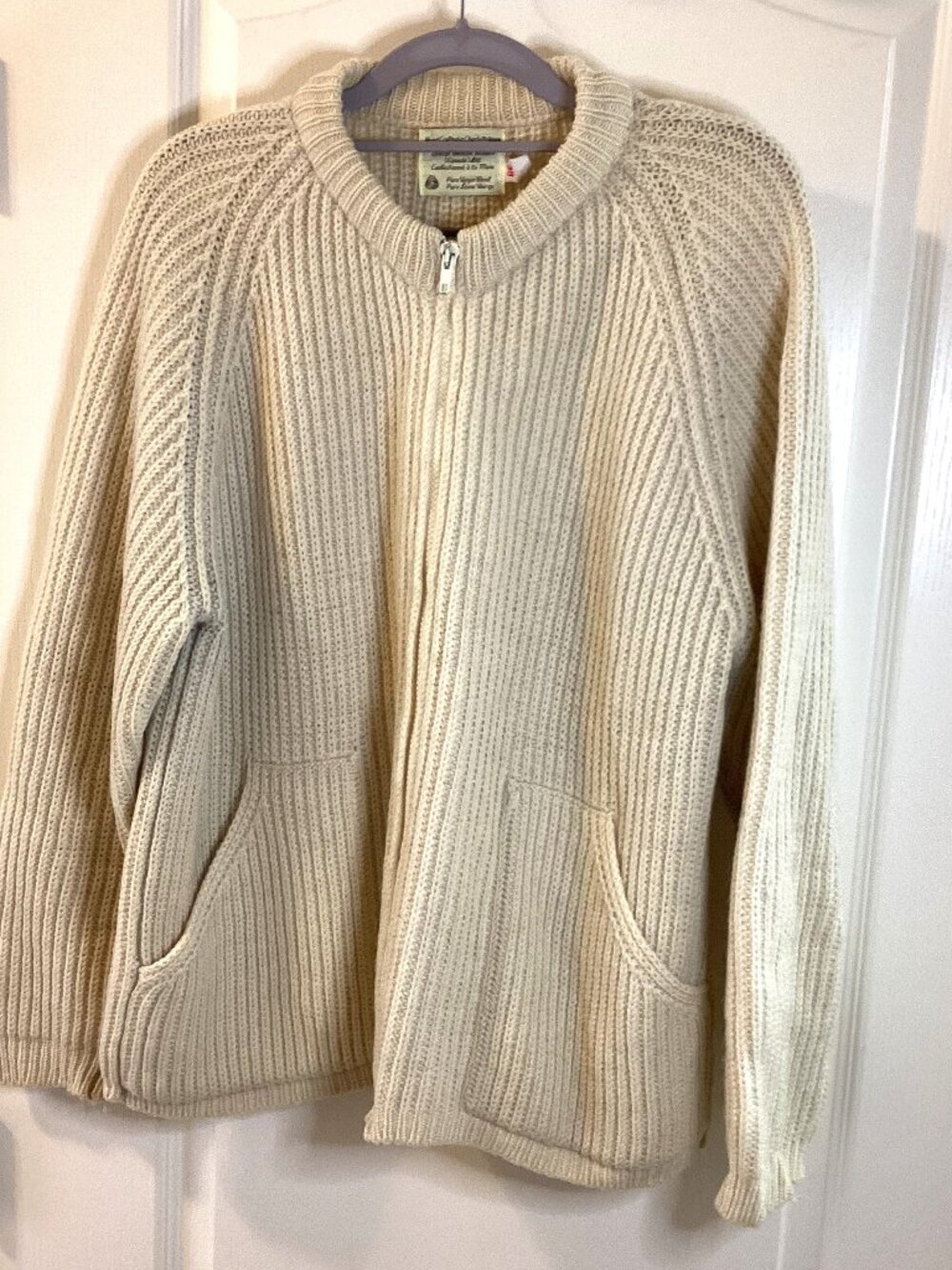 Vintage Charlottettown Pure Virgin Wool Cardigan Sweater Size 38 Crafting Crafts - Picture 3 of 11